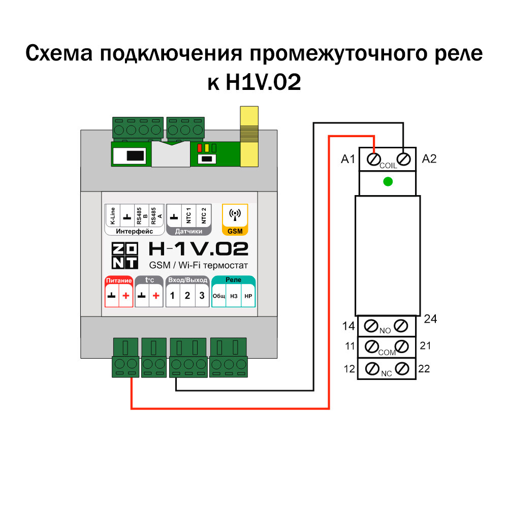 Реле промежуточное zont схема подключения Реле промежуточное на DIN-рейку, 12V DC всборе - купить в интернет-магазине по н