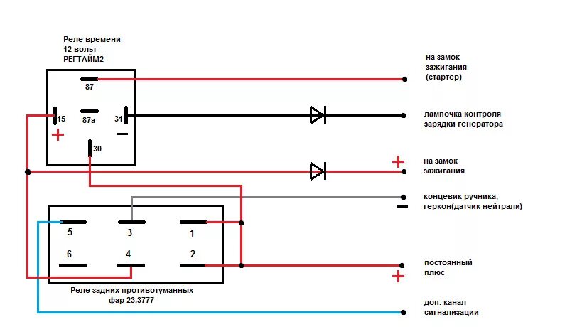 Реле птф ваз 2114 схема Самый простой автозапуск на двух реле - DRIVE2