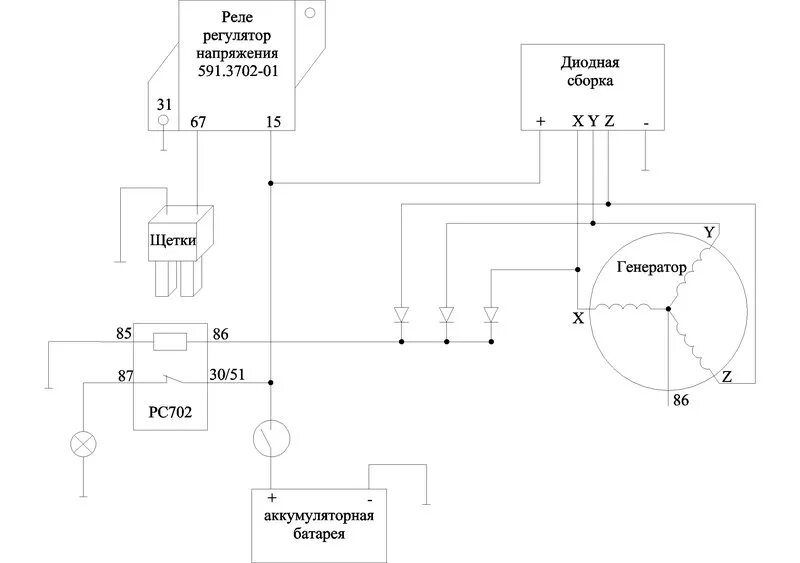 Реле регулятор 591.3702 схема подключения Схема зарядки мотоцикла: найдено 81 картинок