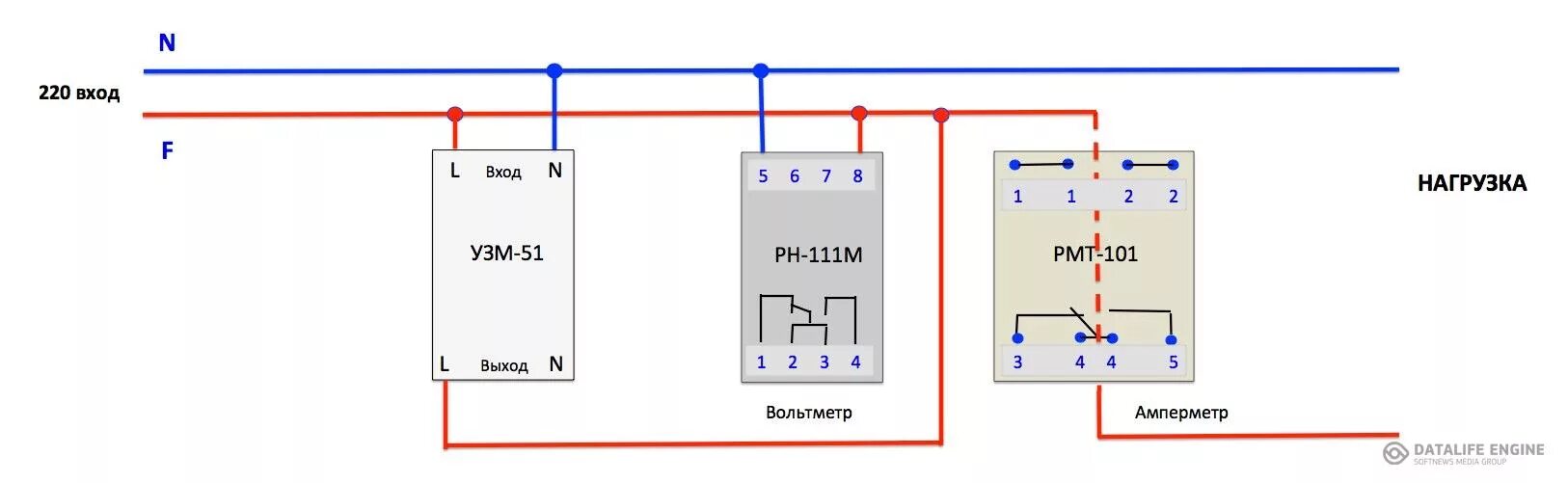 Реле рн 111м схема подключения Подключение УЗМ-51, а также РН-111М в качестве вольтметра и РМТ-101 в качества а