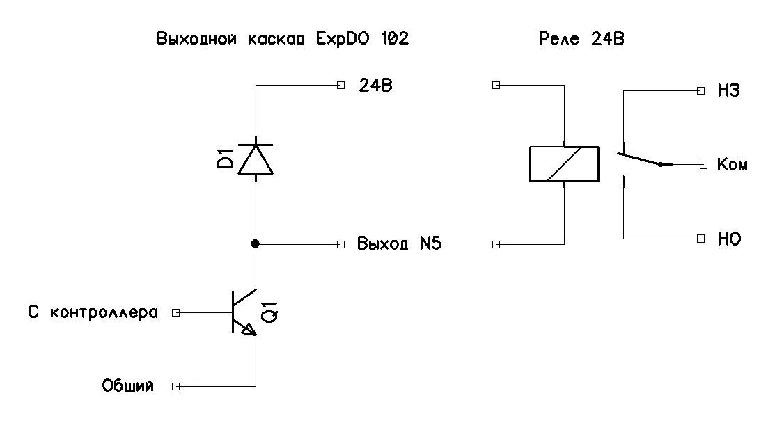 Реле с диодом схема подключение ExpDO 102. 2 канала 0..10В → 6 выходов 0,2А Eskomatik