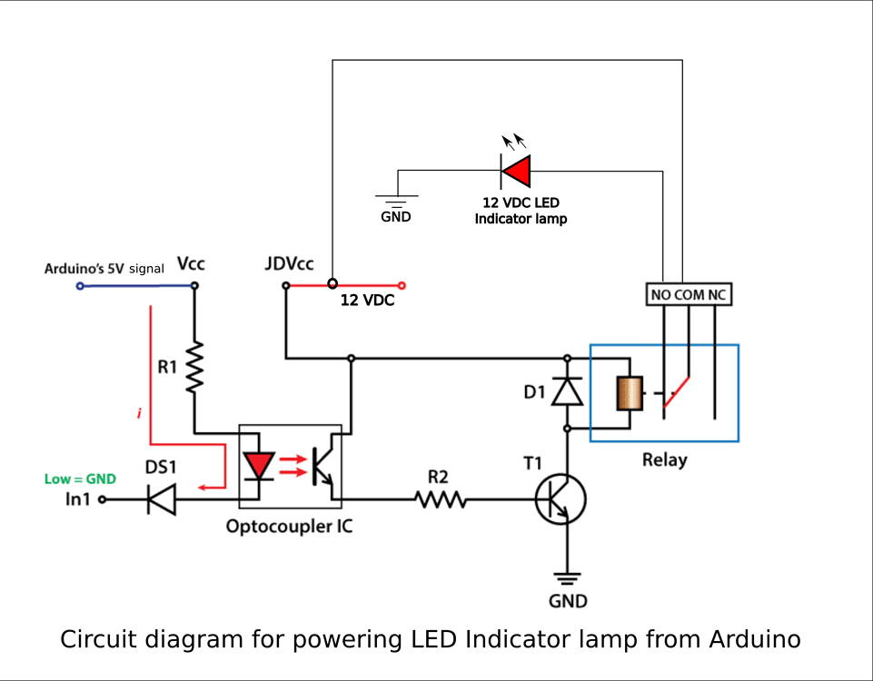 Реле самоделка Switching 12VDC LED Indicator lamp through 12VDC relay. - LEDs and Multiplexing 