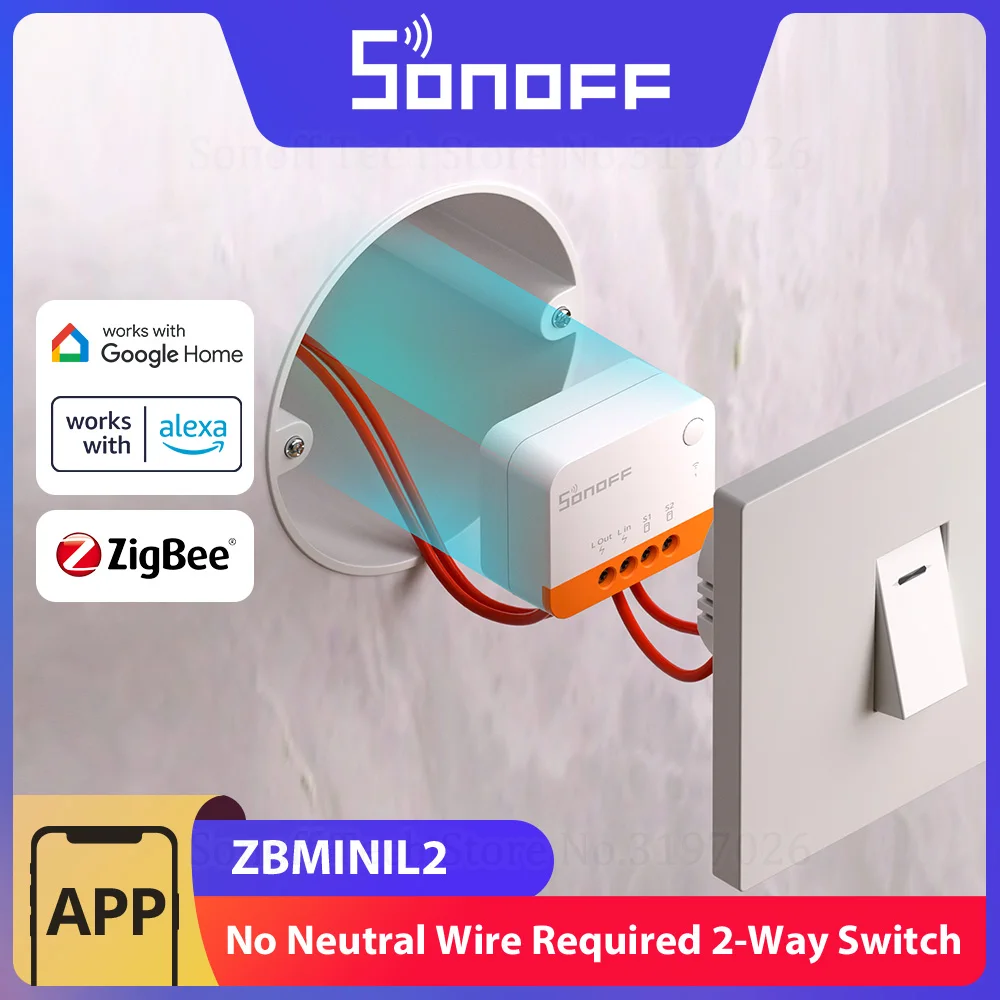 Реле sonoff zbminil2 extreme zigbee схема подключения Переключатель SONOFF ZBMINIL2 Extreme ZigBee, не требует нейтрального провода, д