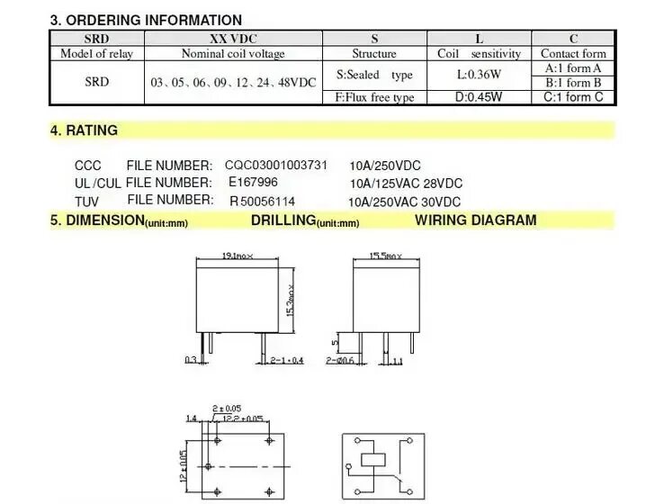 Реле srd 12vdc sl c схема подключения 10pcs Srd-3vdc-sl-c Srd-5vdc-ssrd-6vdc-sl-c Srd-9vdc-sl-c Srd-12vdc-sl-c Srd-24v