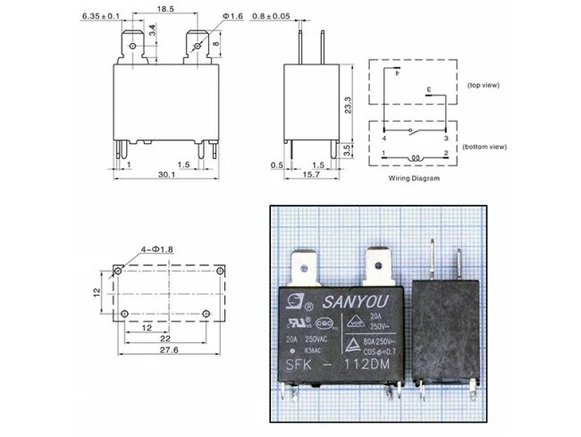 Реле srd s 112dm схема подключения Купить Реле 12VDC SFK-112DM 1A 20A/250VAC в Великом Новгороде