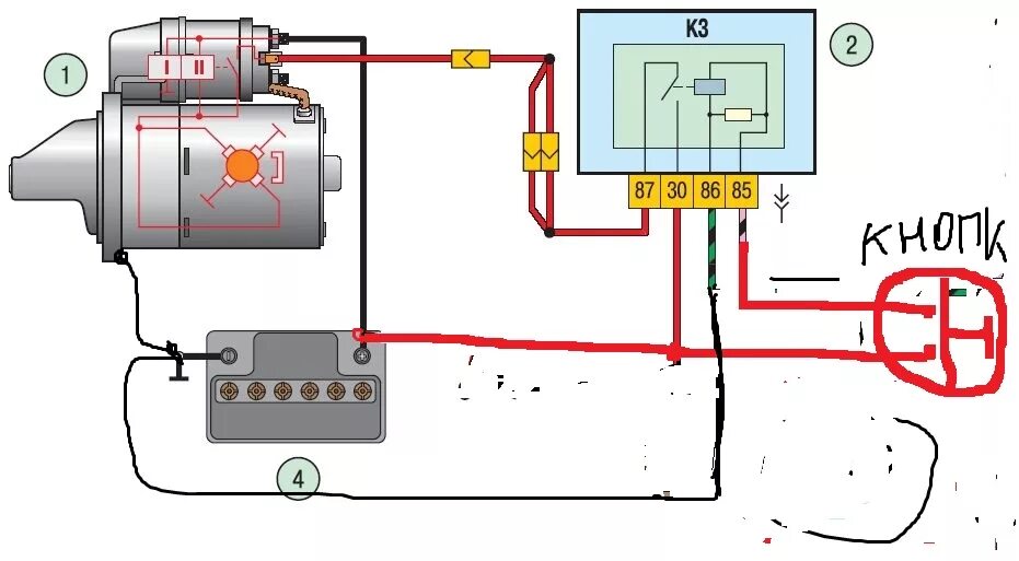 Реле стартера камаз 24v схема подключения 82 беларус какой провод идет на замке зажигания от стартера - фото - АвтоМастер 