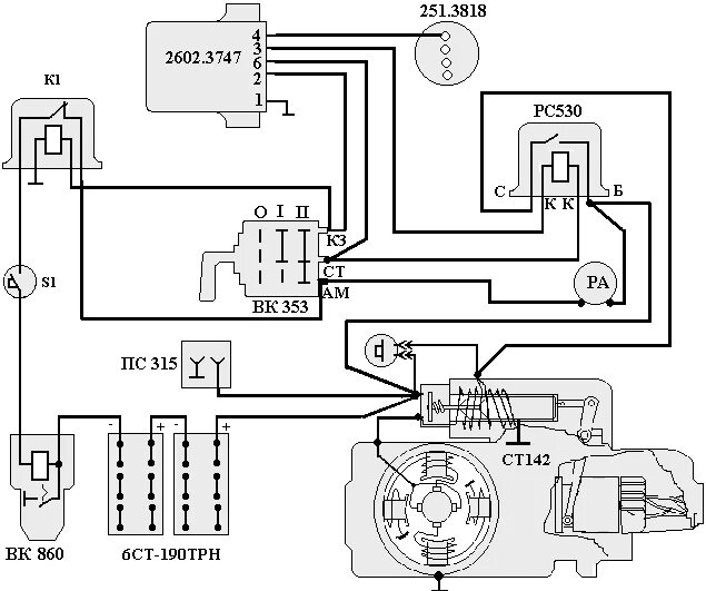 Реле стартера камаз схема подключения Учебный вопрос № 2 Включатель стартера, цепь дистанционного управления стартера 