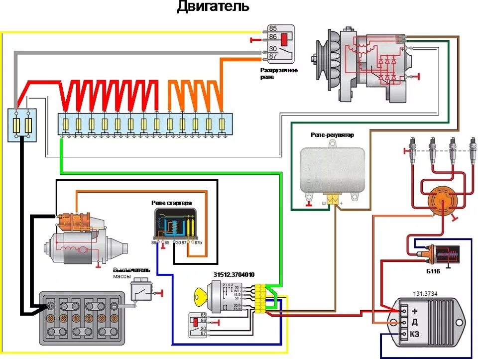 Реле стартера уаз 3151 схема подключения ЭЛЕКТРОПРОВОДКА 3 - УАЗ 469, 2,4 л, 1976 года электроника DRIVE2