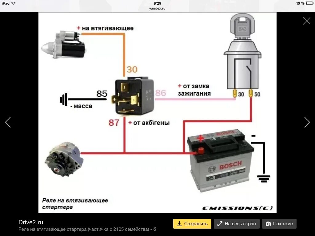 Реле стартера ваз 2114 схема Схема подключения доп реле на стартер ваз 2114
