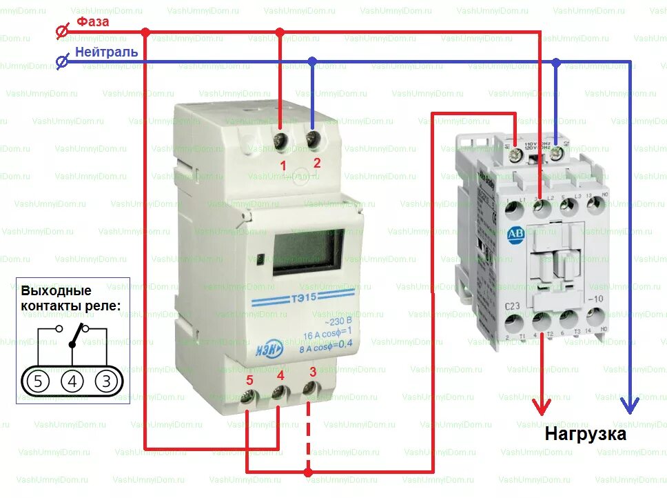 Реле суточное подключение Подключение реле времени к магнитному пускателю, к электродвигателю, запуск на з