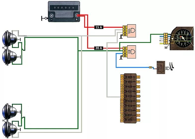 Реле света ваз 2106 схема подключения Дальний свет - Lada 21063, 1,5 л, 1987 года электроника DRIVE2