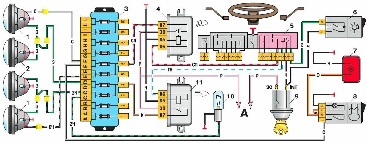 Реле света ваз 2106 схема подключения Пропал дальний свет на ваз 2106 интересная причина Ваза, Фары