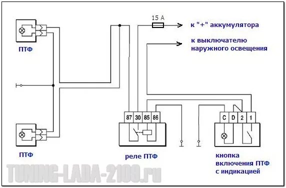 Реле туманок ваз 2114 схема подключения Противотуманки в воздухозаборник - Lada 2115, 1,6 л, 2011 года электроника DRIVE