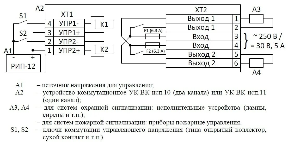 Реле ук вк 02 схема подключения Болид УК-ВК исп.11 - устройство коммутационное, 1 реле, НО контакты, 5 А