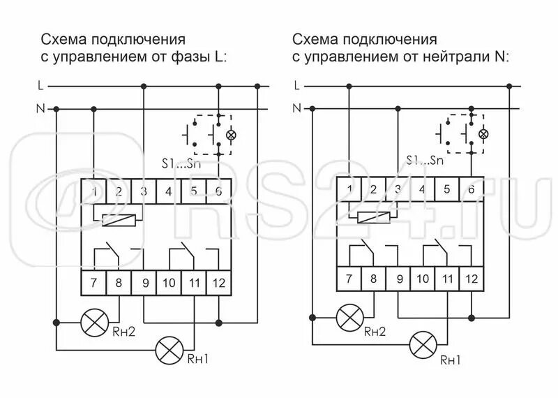 Реле управления схема подключения Купить Реле импульсное BIS-419i (установка на DIN-рейку; 4 режима работы; управл