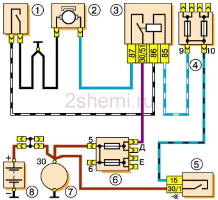 Реле вентилятора 2106 схема подключения Распиновка реле вентилятора ваз 2106