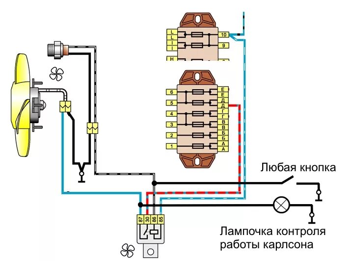 Реле вентилятора 2106 схема подключения лампочка включения вентилятора - Lada 21053, 1,5 л, 1988 года стайлинг DRIVE2