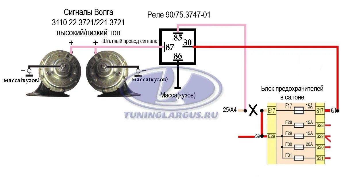Реле волговского сигнала схема подключения Почему не работает звуковой сигнал на ВАЗ-2112: фото и видео