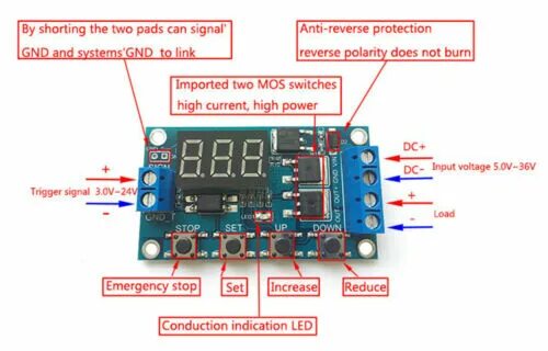 Реле времени 12 вольт подключение LED DC 5V 9V 12V 24V Timing Delay Timer Cycle Turn On/OFF Relay Switch Module eB