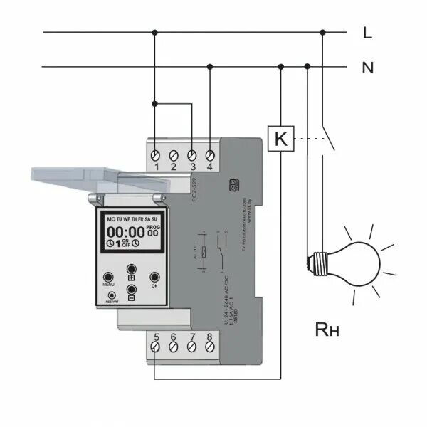 Реле времени на 220 схема подключения Реле времени программируемое PCZ-529 циклическое одноканальное ЕА02.002.007 5077