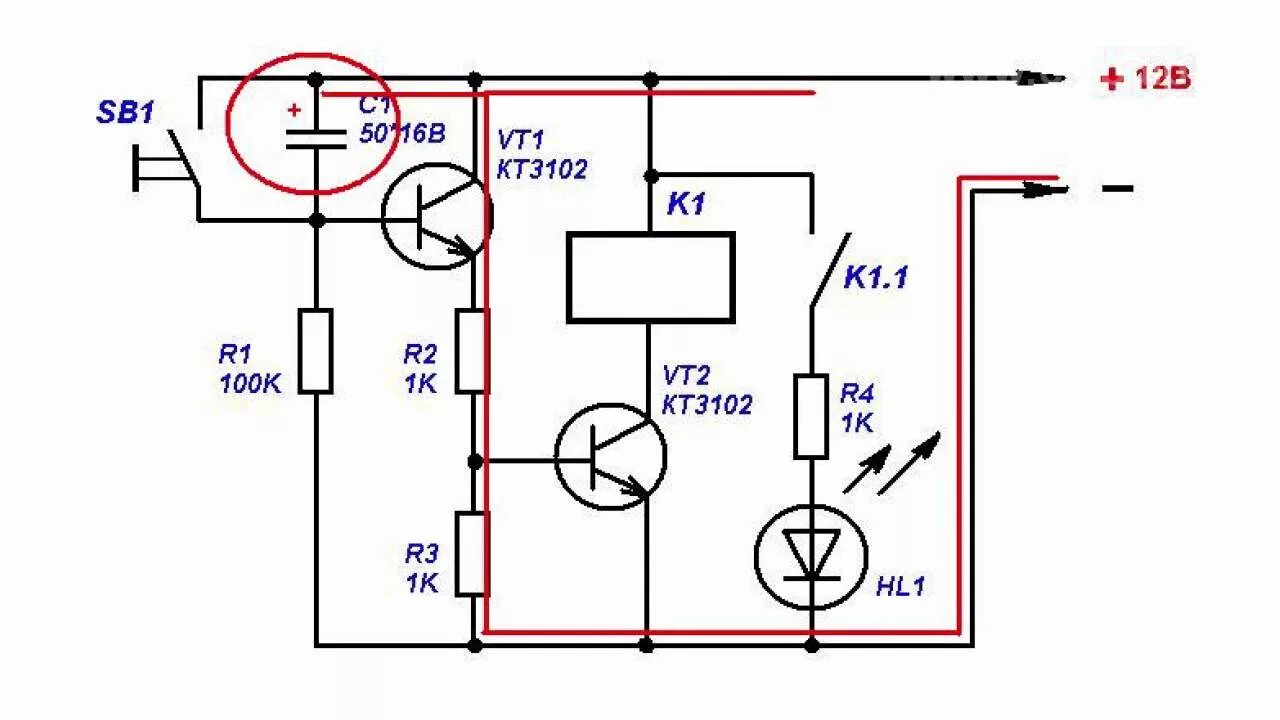 Реле времени своими руками схема Простое реле времени на двух транзисторах - YouTube