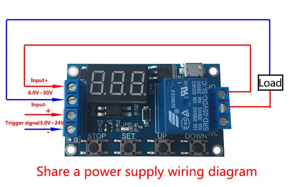 Реле времени xy j02 схема подключения Постоянный ток 6-30 в Поддержка Micro USB 5 В светодиодный дисплей Автоматизация