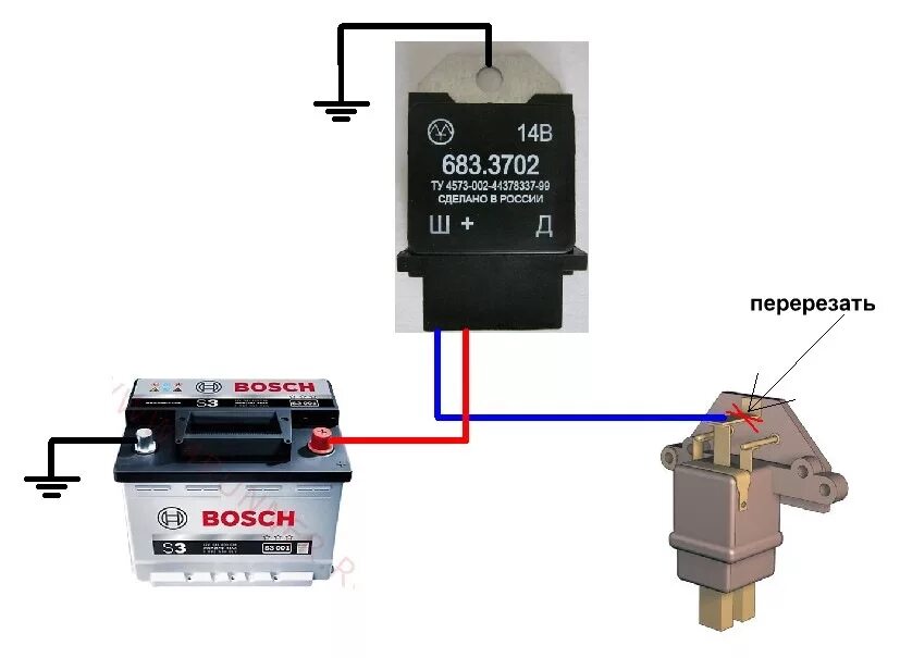 Реле зарядки 3702 схема подключения Установка универсального реле генератора РЕНАТО 683.3702 - Lada 21110, 1,5 л, 20