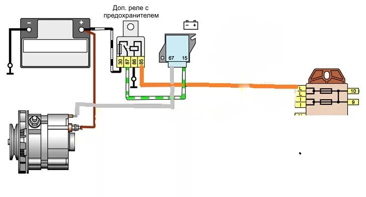 Реле зарядки ваз 2101 схема подключения 53.Улучшаем схему возбуждения генератора - Lada 21063, 1,2 л, 1980 года электрон