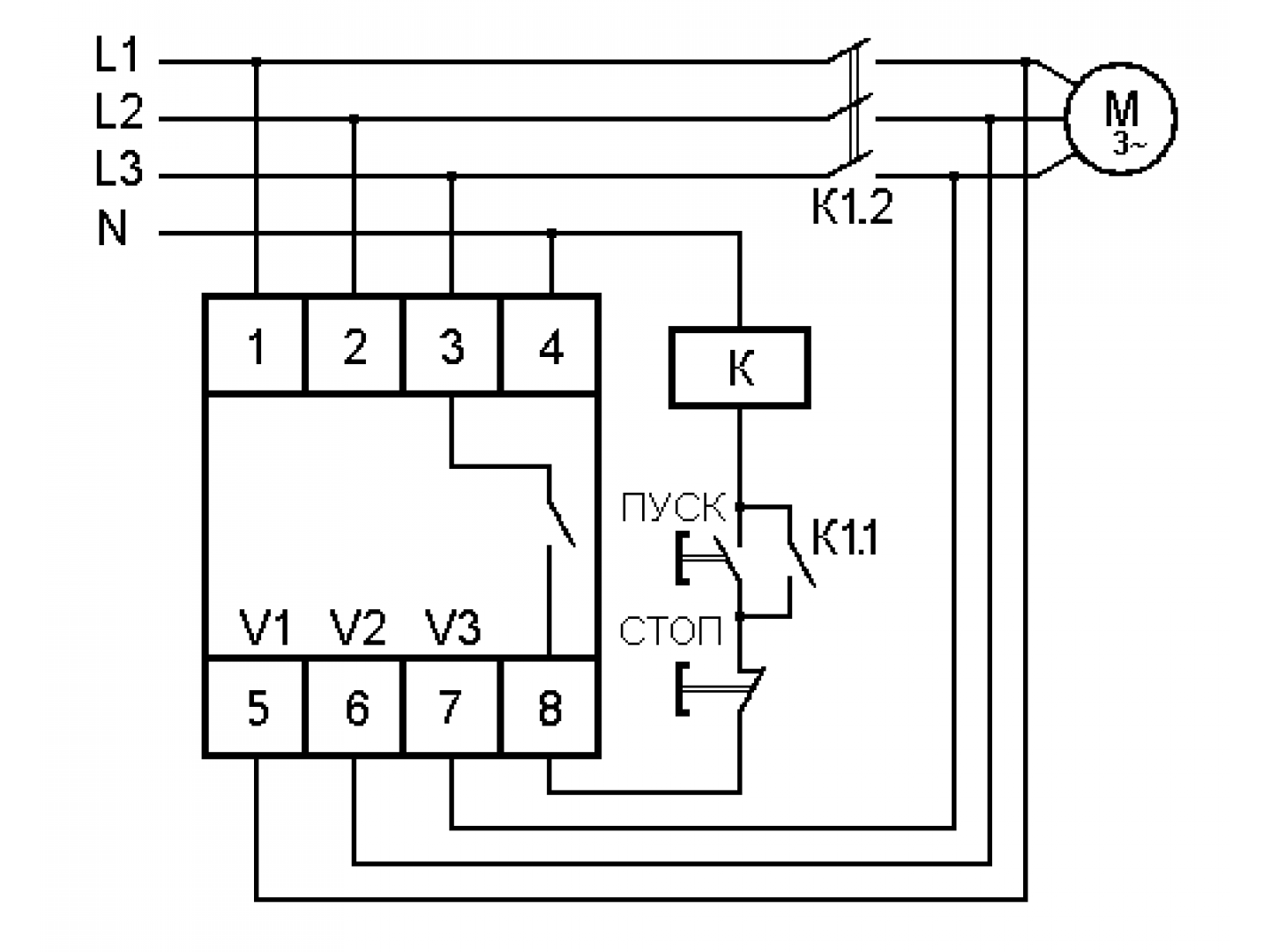 Реле защиты двигателя 3 фазы схема подключения Реле контроля напряжения принцип работы фото - DelaDom.ru