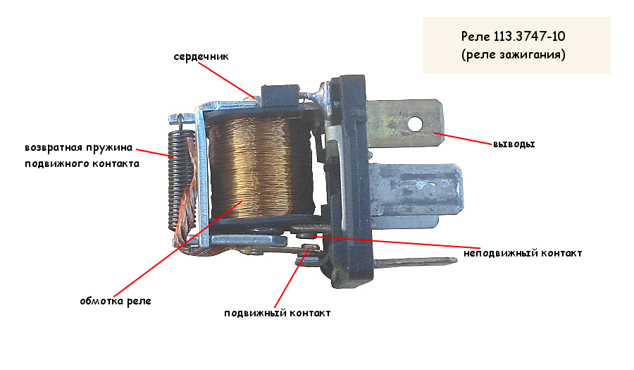 Реле зажигания автомобилей ВАЗ 2107, 2105, 2104