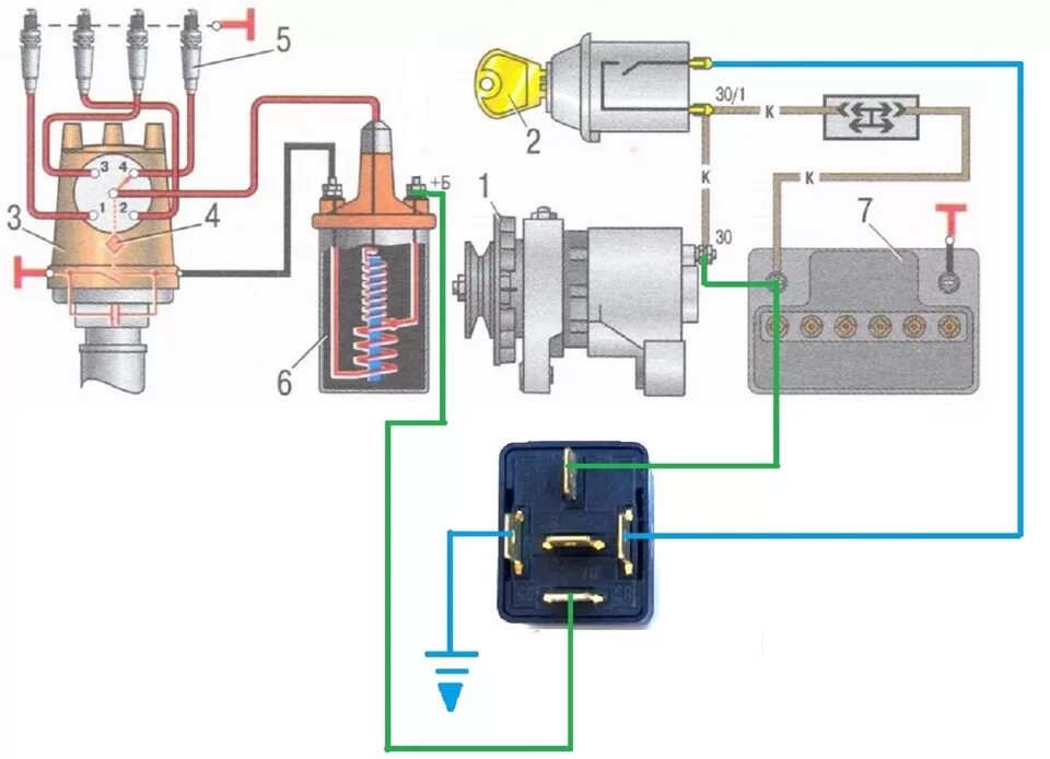 Реле зажигания ваз схема подключения Реле зажигания на Шестёрку. - Lada 21063, 1,3 л, 1988 года электроника DRIVE2