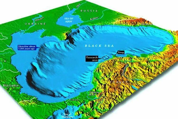 Рельеф дна черного моря без воды фото Однажды перед поездкой в Ялту я глянула на схему рельефа дна Черного моря, и мне