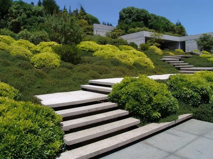 Рельеф в ландшафтном дизайне Garden 'Papudo' by Chilean landscape architect Juan Grimm Garden stairs, Garden 