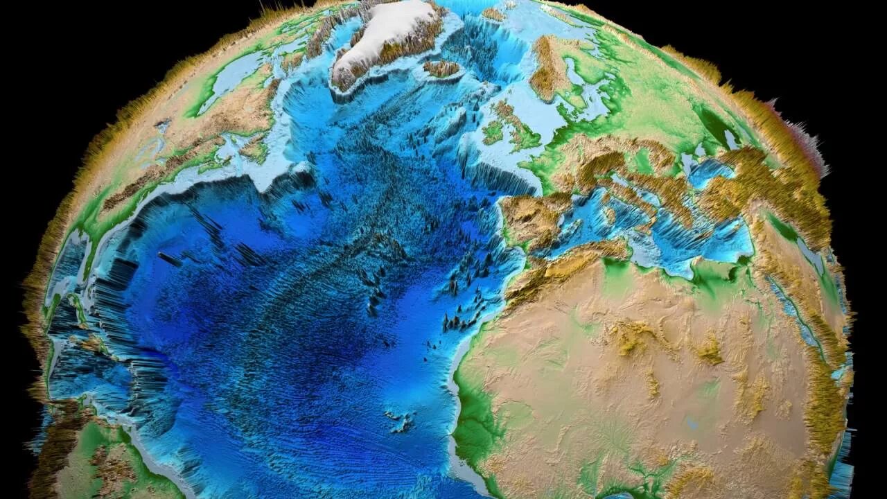 Рельеф земли фото Earth 3D Relief x 100 Topography Bathymetry North - YouTube