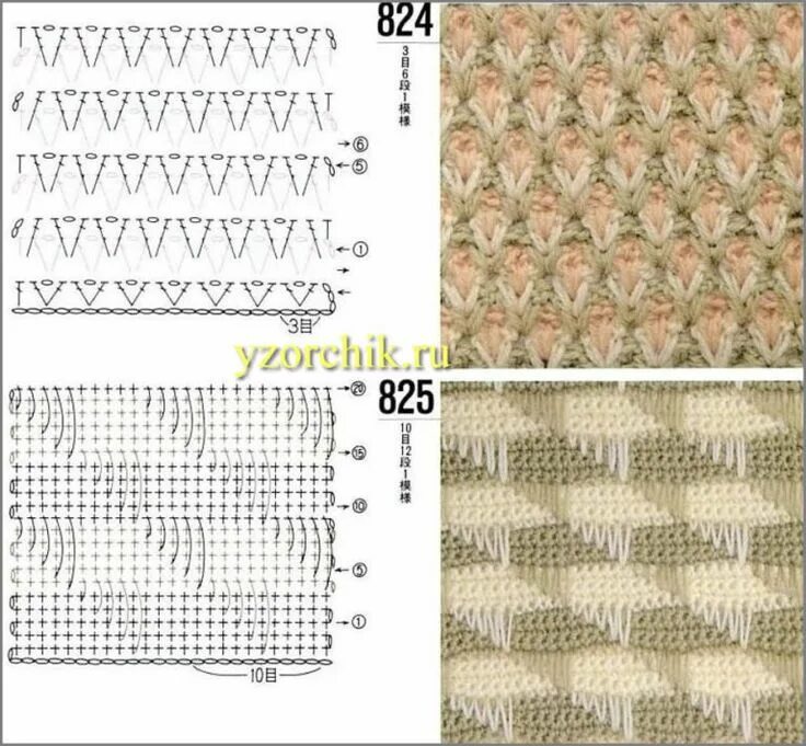 Рельефные узоры крючком со схемами для пледа Узоры крючком metelica-online.ru Виды петель для вязания крючком, Узоры, Модели 
