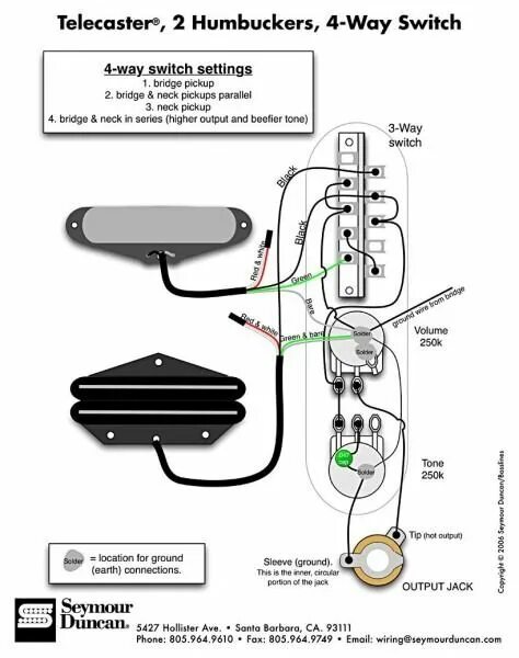 Рельсовый хамбакер распайка Telecaster 4 Way Switch Wiring Diagram Fender telecaster, Telecaster pickups, Gu