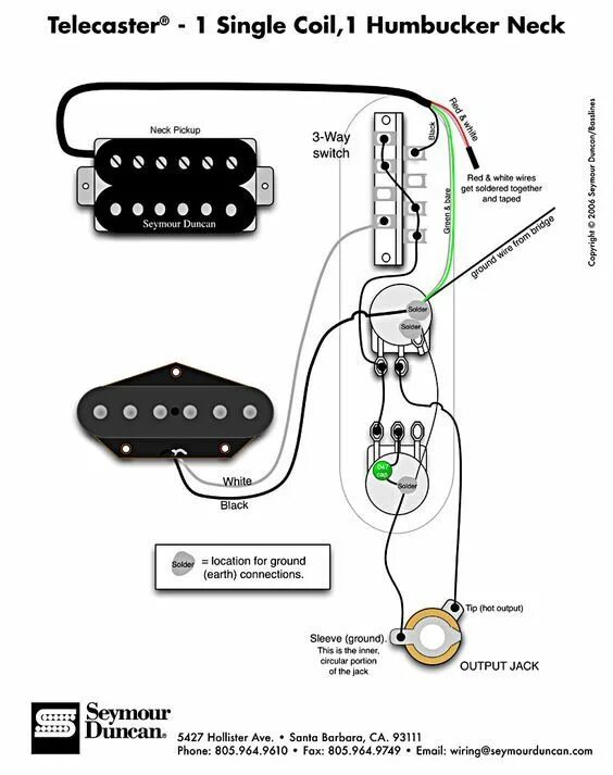 Рельсовый хамбакер распайка Telecaster Wiring Diagram - Humbucker & Single Coil Guitar building, Guitar pick