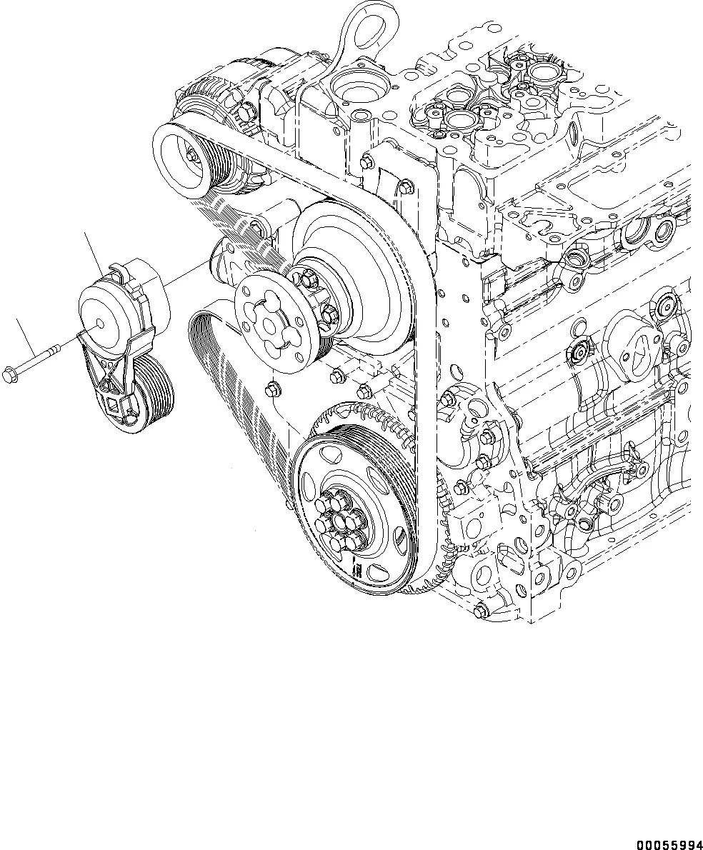 Ремень генератора камаз схема установки COOLING FAN BELT TENSIONER (#26508146-)SAA4D107E-1B S/N 26508146-UP (For WA200-6