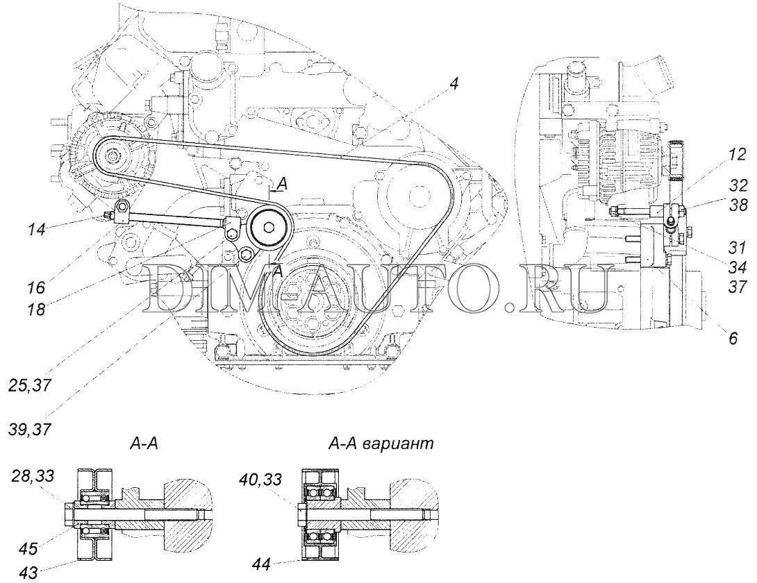 Ремень генератора камаз схема установки УСТАНОВКА ПРИВОДА АГРЕГАТОВ ПЕРЕДНЕГО 740.65-1307500 КАМАЗ 65115 артикул на схем