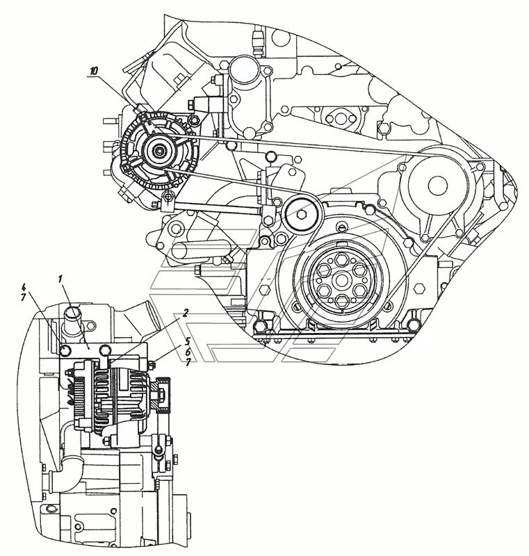 Ремень генератора камаз схема установки 740.60-3701001-30 Установка генератора КамАЗ-65115 (Евро-3) (Чертеж № 395: списо