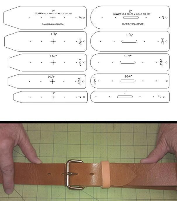 Ремень из кожи выкройка 10 PIECE BELT ENDS TEMPLATE SET IN STANDARD SIZES - SQUARED ENDS- SHOP TOOLS Pat