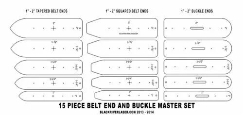 Ремень из кожи выкройка 15-Piece-Belt-ENDS-MASTER-PLANTILLA cuadrados cónicos ENDS-SET--INCLUYE-1-1-4 Ga