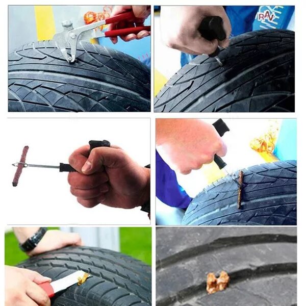 Ремонт бескамерных шин жгутом своими руками видео 13pcs Car Tyre Repair Tool Set Tire Puncture Recover Strips for Auto M - Electro