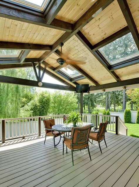 Ремонт деревянных домов крыш веранда итд фото Beautiful Patio Roof Designs with Skylights