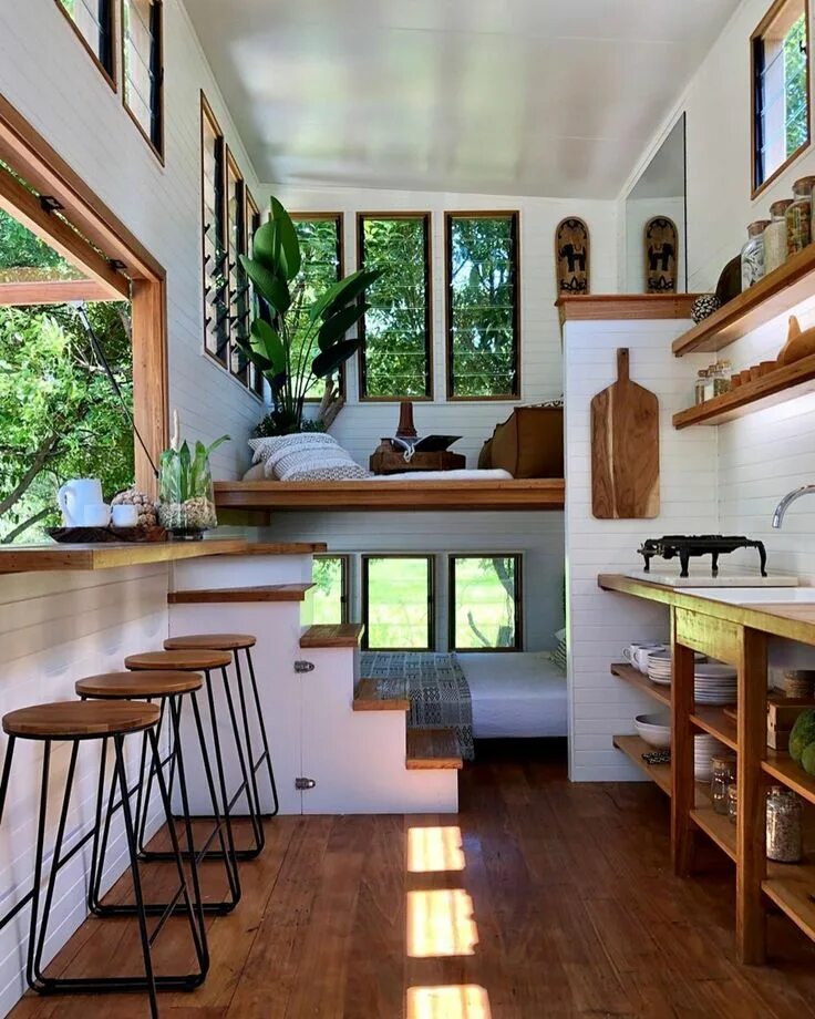 Ремонт дизайн дома своими руками Tiny-House intérieure décoration habitat atypique Modern tiny house, Tiny house 