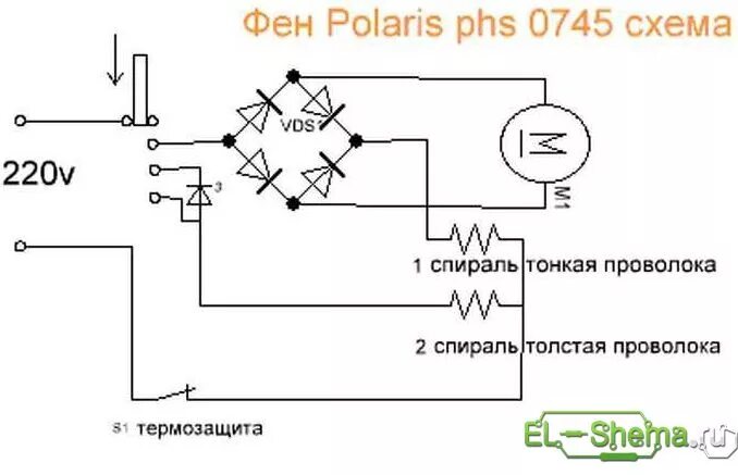 Ремонт фена для волос своими руками Ответы Mail.ru: Подскажите эл. схему строительного фена