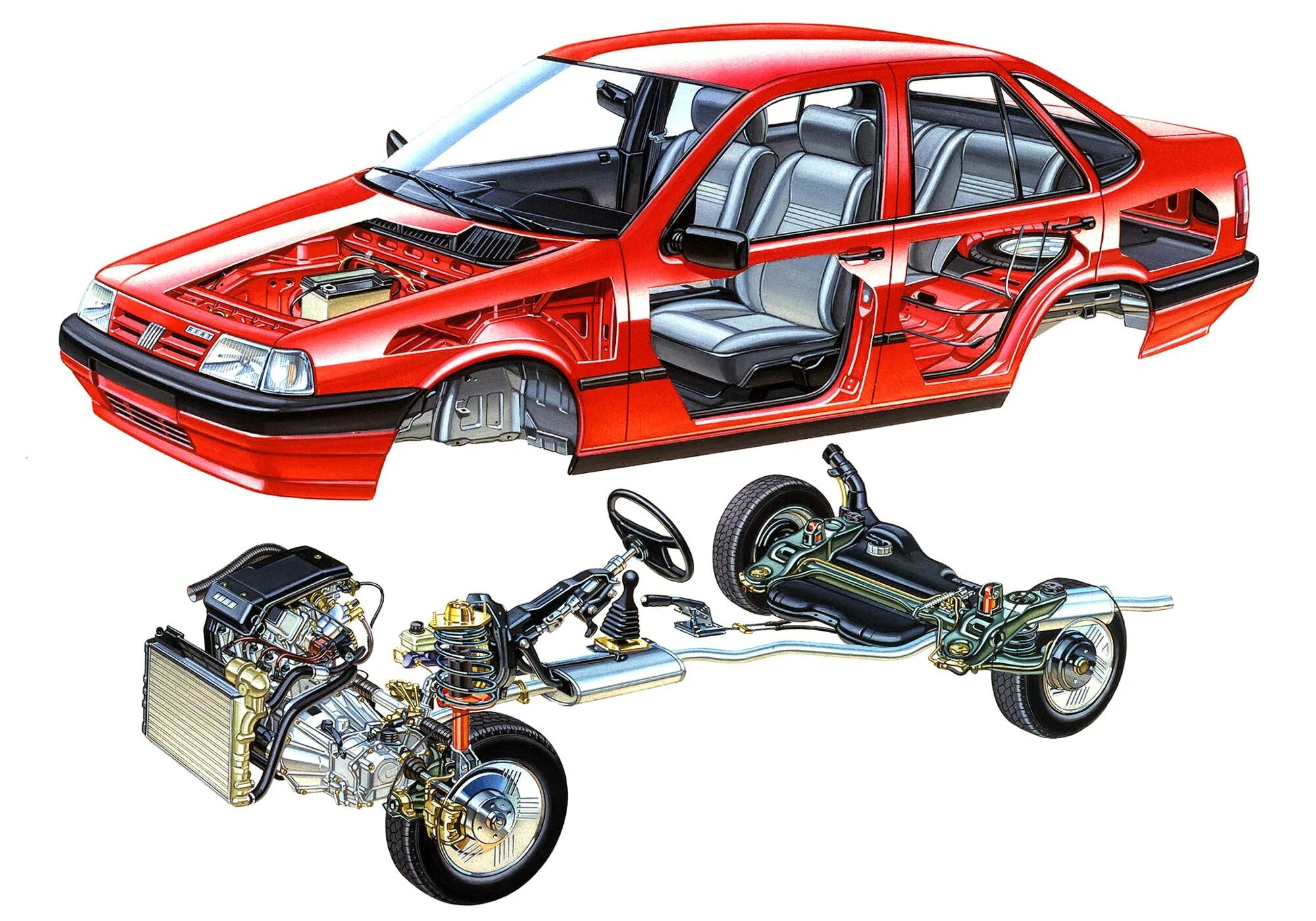 Ремонт фиат своими руками Fiat Tempra 1990 Cutaway Drawing in High quality