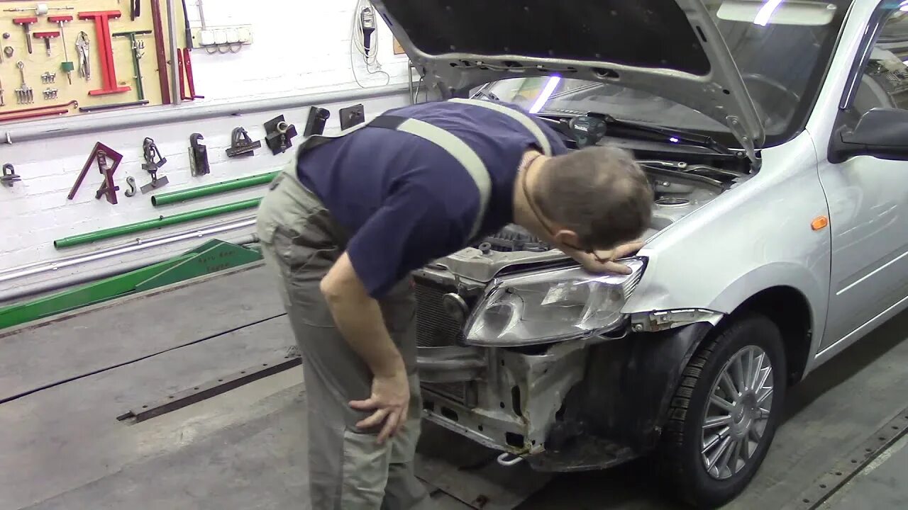 Ремонт гранты своими руками Ремонт кузова Лада Гранта. Body repair after an accident. - YouTube