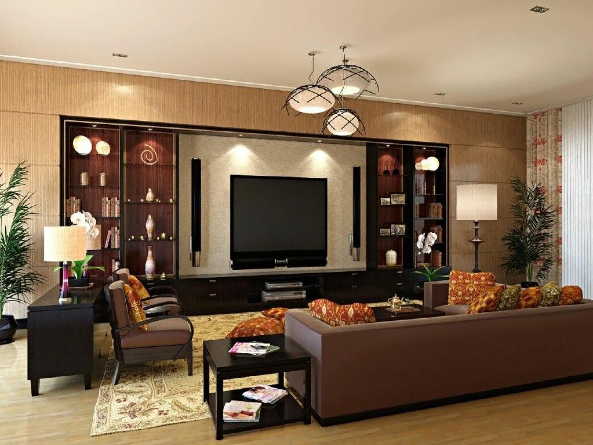 Ремонт интерьер мебель дом beautiful-dark-brown-wood-glass-luxury-design-elegant-wall-unit-modern-design-pe