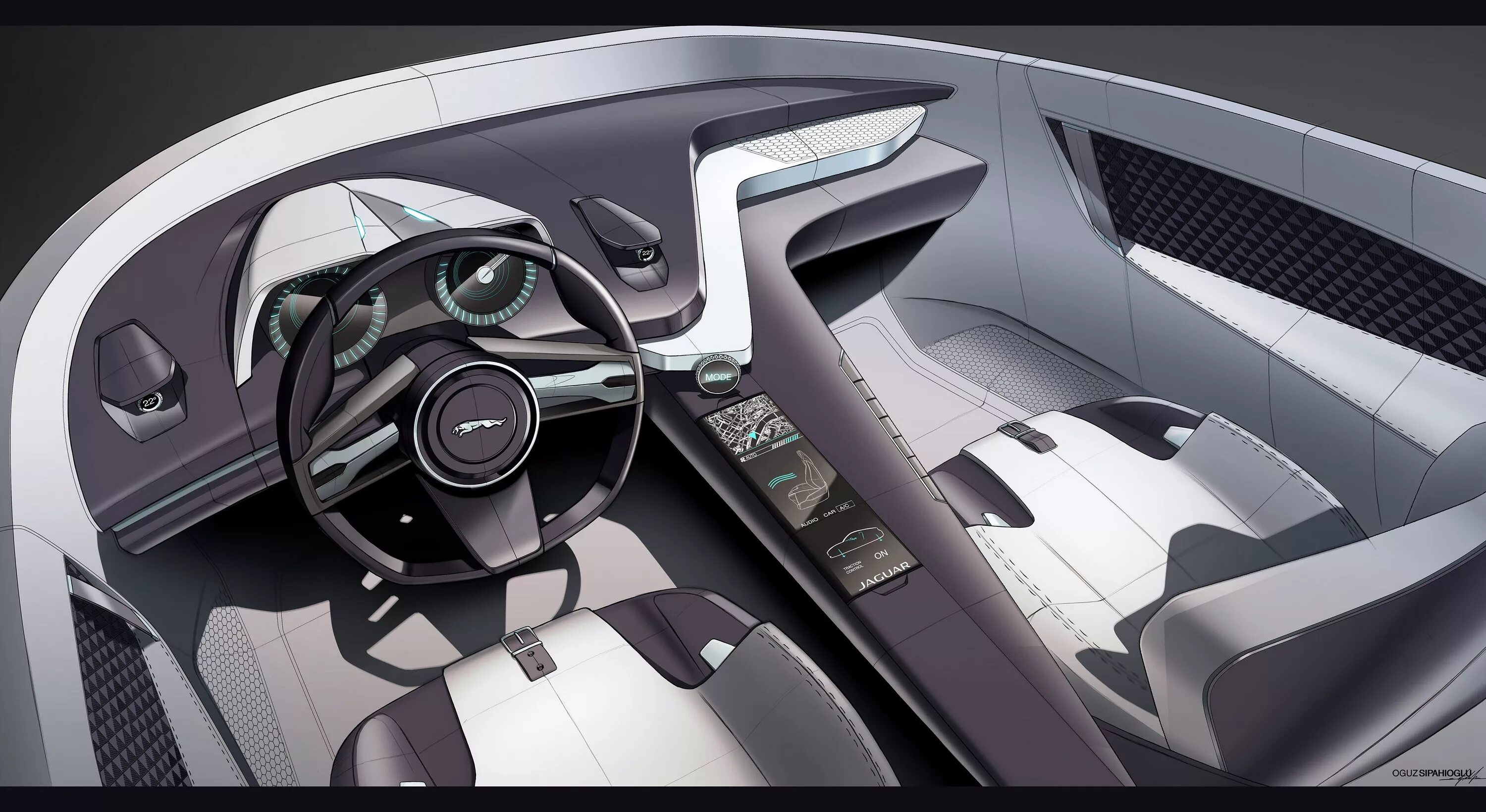 Ремонт интерьера автомобиля Jaguar 2 Seater design studies on Behance Car interior design, Car interior sket